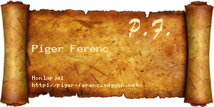 Piger Ferenc névjegykártya